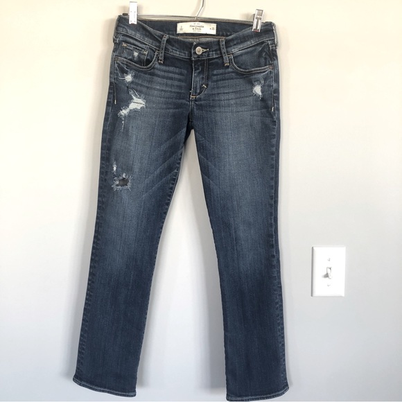 Abercrombie & Fitch Low Rise Distressed Slim Straight Jeans, Size 0, Waist 25 - Picture 2 of 16